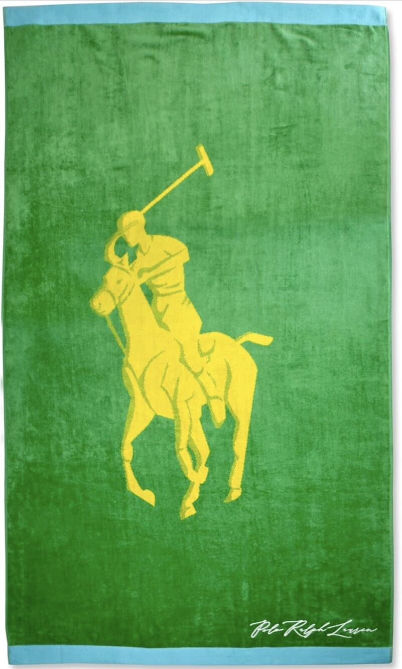 Polo Ralph Lauren Beach Towel BIG PONY LOGO GREEN” 35"(W) x 66"(L) Horse Yellow